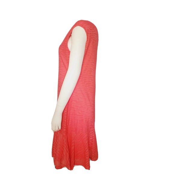 CONNECTED APPAREL Solid All Pink Textured Cap Sleeve Dress Womens Size 8 - Picture 2 of 7